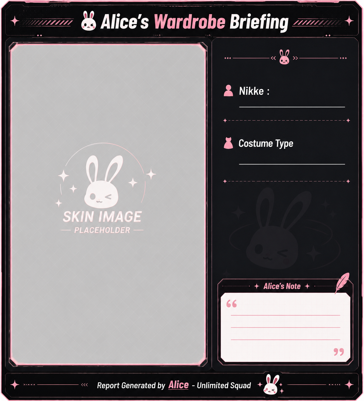 Wardrobe Briefing (Single) template